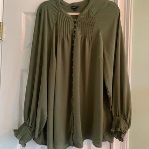 Torrid Olive Green Size 3 3X dressy long sleeve blouse